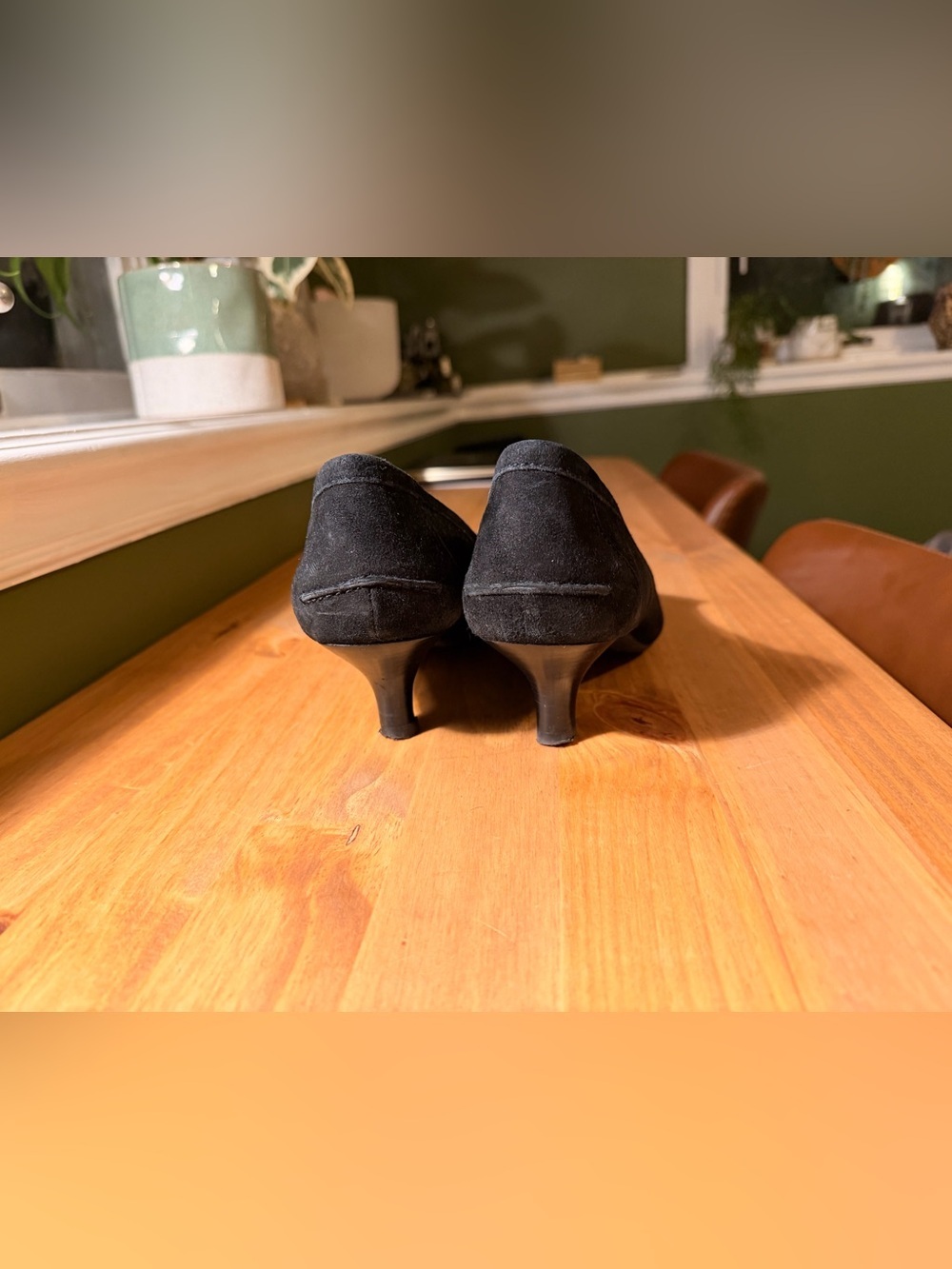 Coach Black Suede Pointed Toe Kitten Heel Loafers - Picture 3 of 5